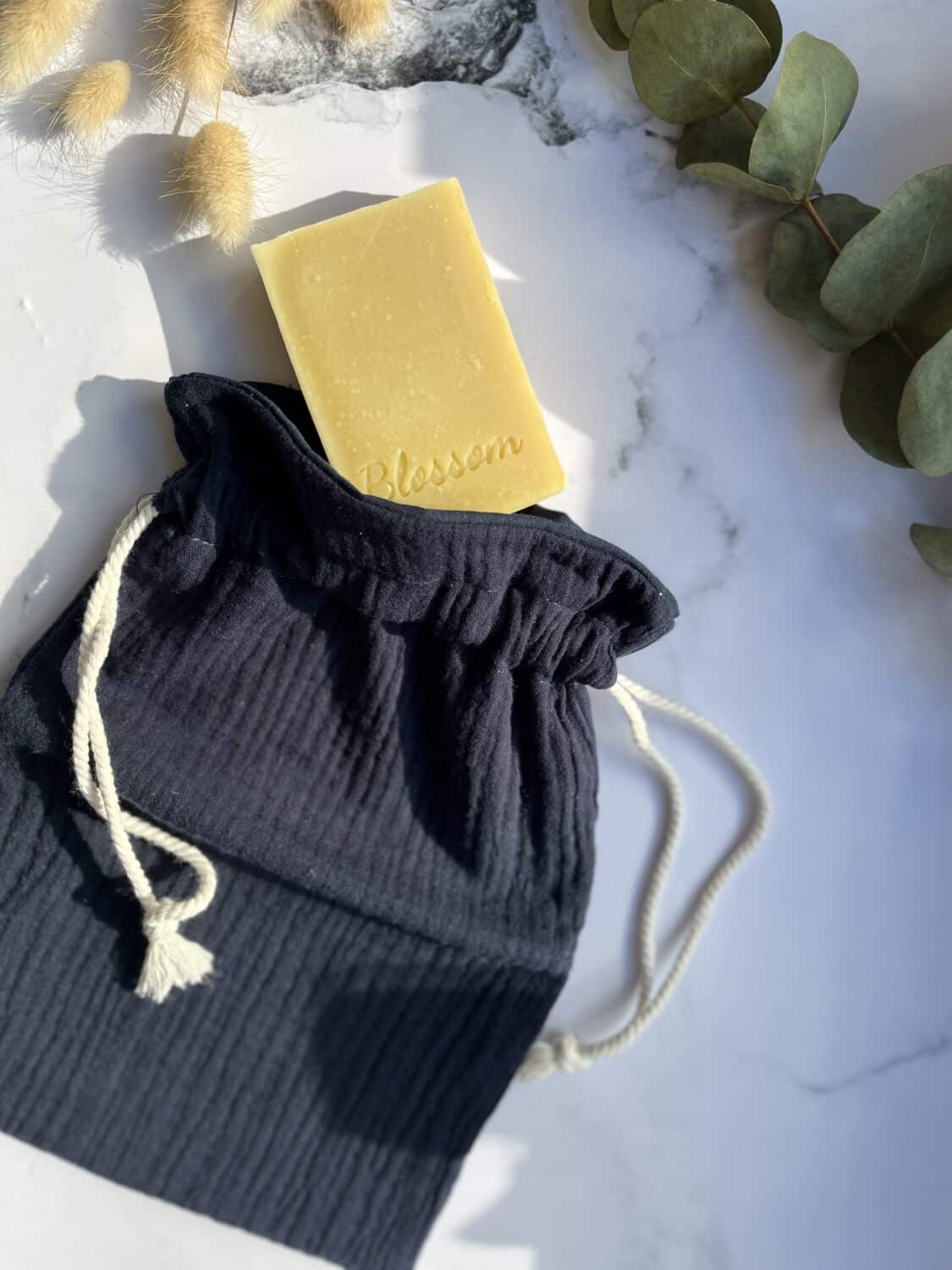 pochette savon - pochette gaze de coton - accessoire zéro déchet