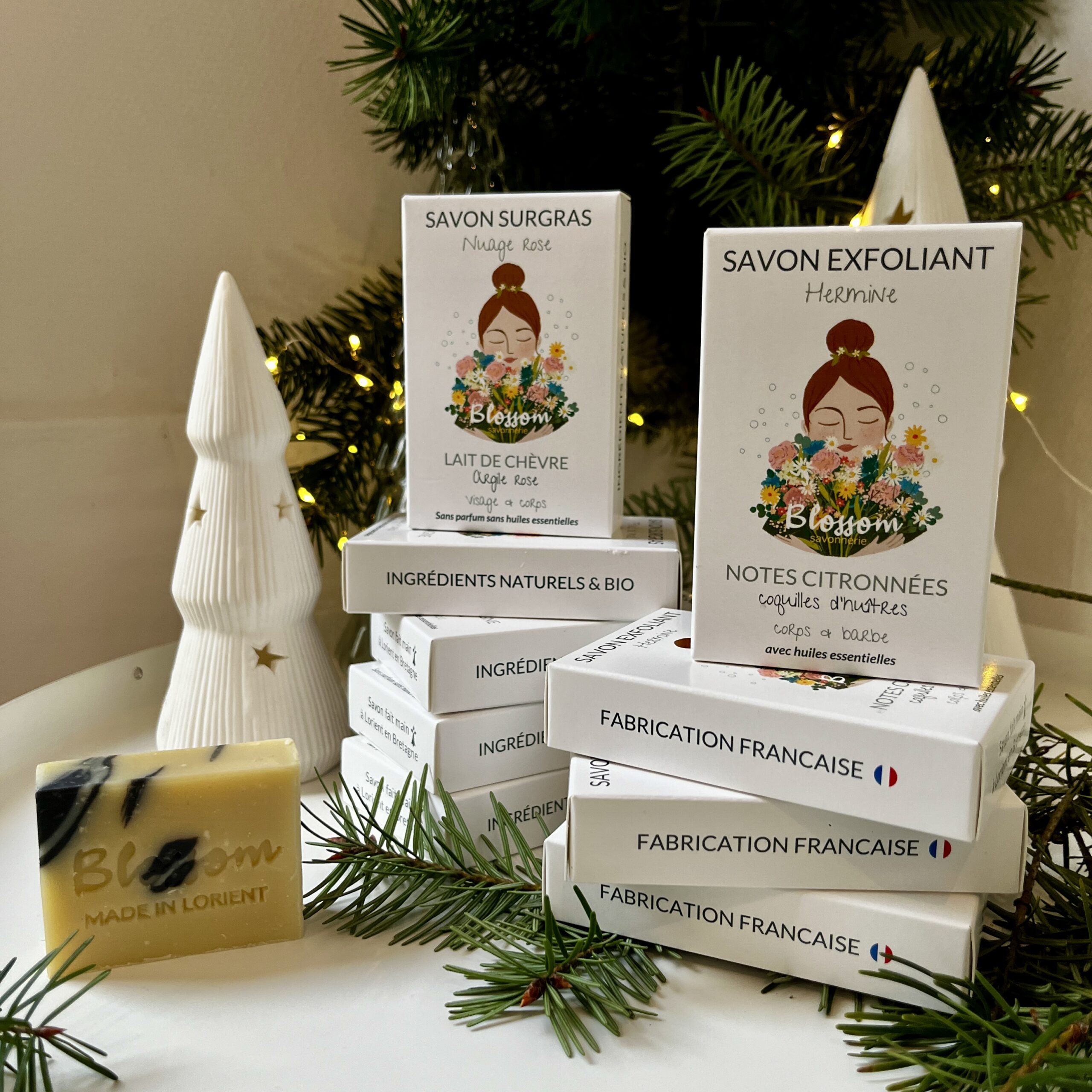 coffret cadeau de noël savons artisanaux fabriqués à Lorient en Bretagne